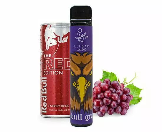 Электронные сигареты Elf Bar 1500 Red Bull Grapes (Ельф бар Ред Булл Виноград)
