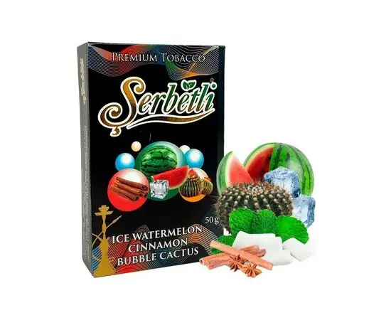 Табак Serbetli Ice Watermelon Cinnamon Bubble Cactus (Щербетли Айс Арбуз Корица Бабл Кактус) 50 грамм