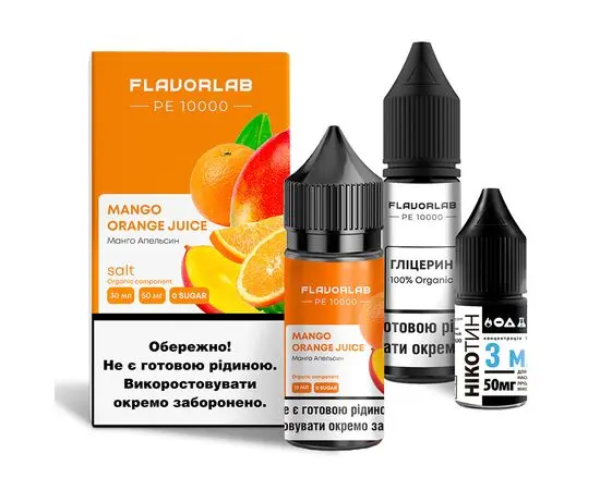 Рідина Набір Flavorlab PE 10000 Mango Orange Juice (Манго Апельсин Сік) 30мл 5%